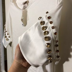 Fancy Cream colored Beaded T-shirt!